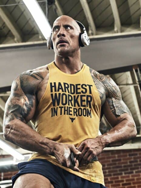 Dwayne Johnson is focusing during an intense gym workout session, HD Mobile Wallpaper