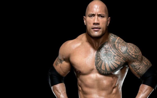 Dwayne Johnson shows his muscular body and detailed tattoo in this image, HD Desktop Wallpaper