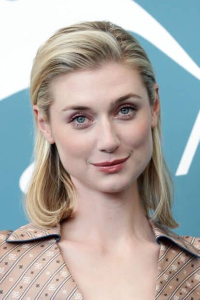 Elizabeth Debicki Wallpapers shows a close up portrait of Elizabeth Debicki with a calm expression and light makeup, HD Mobile Wallpaper