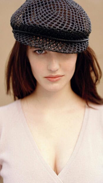 Eva Green wears a mesh hat and soft pink top looking directly at the camera, HD Mobile Wallpaper