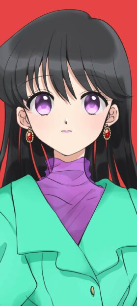 A close up of a Sailor Moon Eternal character wearing a green coat and purple top with purple eyes, 2K Phone Wallpaper