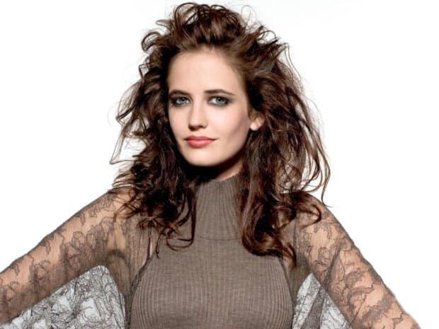 Eva Green looks confidently with styled hair and gray eyes, 2K Desktop Wallpaper
