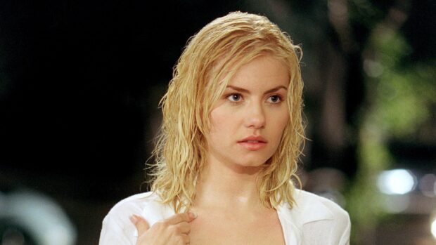Elisha Cuthbert shows an intense expression with wet blonde hair, HD Desktop Wallpaper