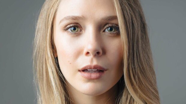 A close up portrait shows Elizabeth Olsen with natural makeup and green eyes, HD Desktop Wallpaper