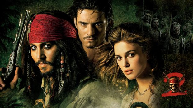 Elizabeth Swann stands with pirate characters from Pirates of the Caribbean, HD Desktop Wallpaper