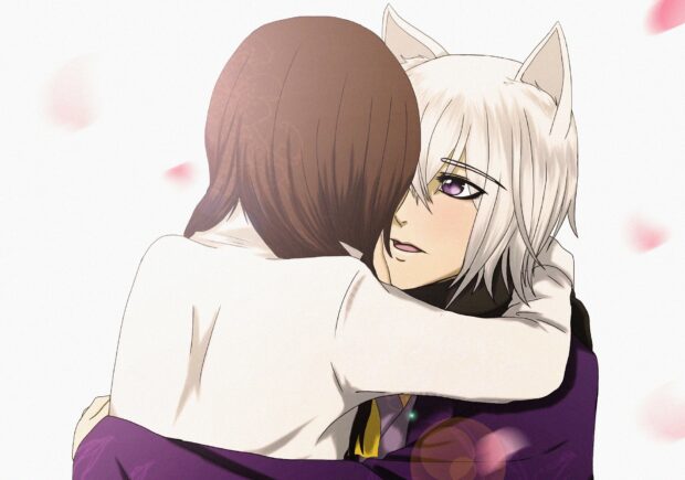 A tender moment between characters in Kamisama Wallpapers shows affection, HD Desktop Wallpaper