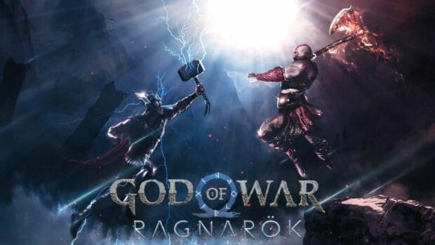 The characters clash with powerful weapons and lightning in the sky, HD Desktop Wallpaper