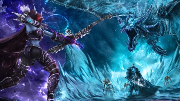 A warrior archer faces a dragon and armored foes in Heroes Of The Storm, HD Desktop Wallpaper