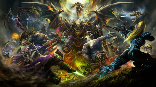 A fiery and intense battle between heroes with powerful abilities in Heroes Of The Storm, 4K Desktop Wallpaper
