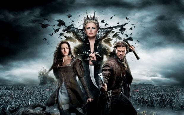 The main characters stand ready for battle as dark crows fill the sky, HD Desktop Wallpaper