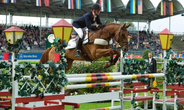 A rider is competing in eventing while guiding the horse to clear a jump, HD Desktop Wallpaper
