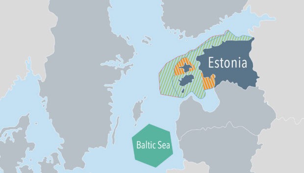 A map showing Estonia and the Baltic Sea region with marked borders, HD Desktop Wallpaper