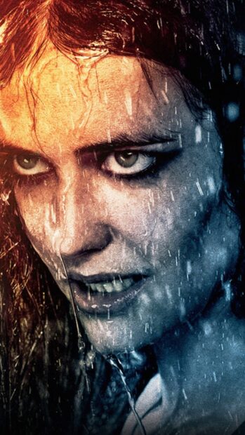 Eva Green shows a fierce look with rain dripping down her face, HD Mobile Wallpaper