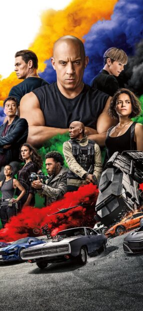 The F9 wallpapers feature the main characters and high speed cars in an action packed scene, HD Mobile Wallpaper