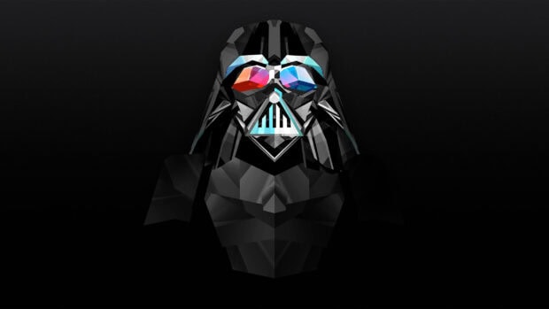 A geometric design of facets formed into a helmet with bright colorful highlights, 2K Desktop Wallpaper
