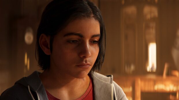 A close up of a thoughtful character from Far Cry 6 in an indoor setting, 4K Desktop Wallpaper