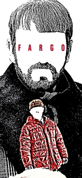This Fargo Wallpapers design features stylized characters in a winter setting, 2K Mobile Wallpaper