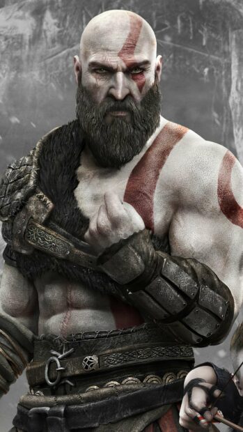 A muscular warrior with red tattoos and a beard in God Of War wallpapers, HD Mobile Wallpaper