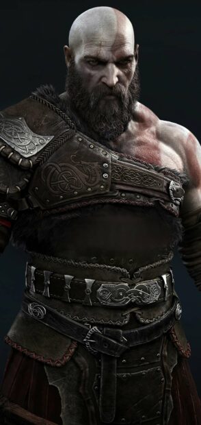 A fierce warrior from God of War series stands ready in detailed armor, HD Phone Wallpaper