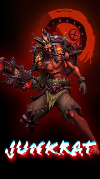 Junkrat wallpapers feature a fiery character with horns and a mechanical weapon ready for battle, HD Phone Wallpaper