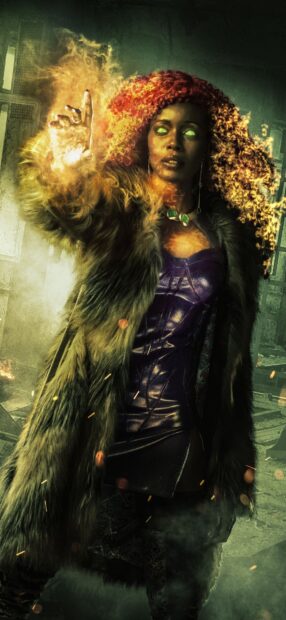 The character from Titans Tv Series Wallpapers is shown with flaming hair and glowing eyes in an intense scene, HD Mobile Wallpaper