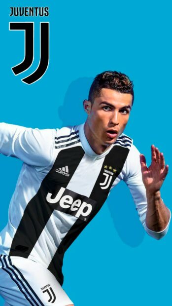 Cristiano Ronaldo in Juventus kit on blue, HD Phone Wallpaper