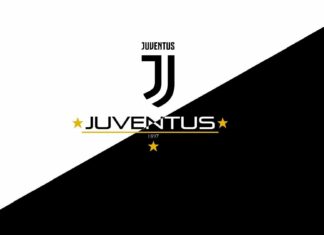 The Forza Juve logo is displayed on a black and white split background, HD Desktop Wallpaper