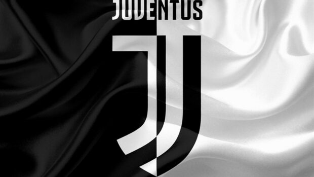 The Forza Juve emblem is displayed on a black and white fabric background, HD Desktop Wallpaper