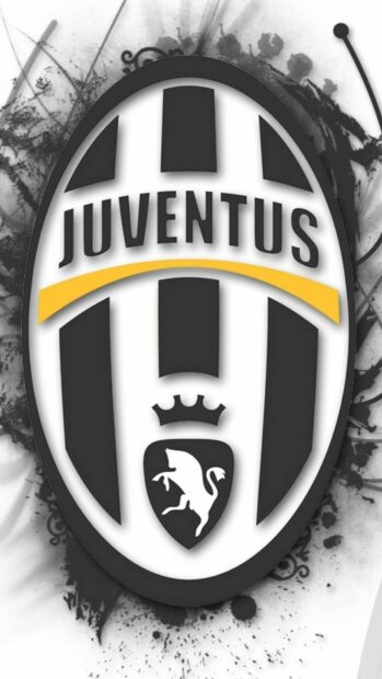 The Forza Juve logo is displayed with black and white stripes and artistic splatter, HD Mobile Wallpaper