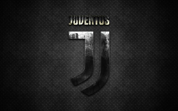 The Forza Juve logo is displayed with a metallic texture on a dark patterned background, 2K Desktop Wallpaper
