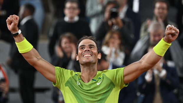 A tennis player celebrates his victory at the French Open Roland Garros tournament, 2K Desktop Wallpaper