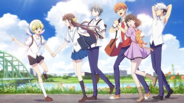 Fruits Basket anime characters enjoy a sunny day near the river in this scene, HD Desktop Wallpaper