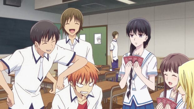 Friends from Fruits Basket anime playing cards happily, HD Desktop Wallpaper