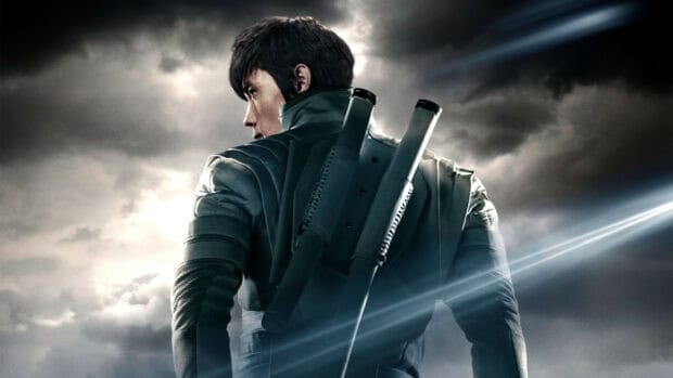 A GI Joe character stands with swords on his back against a stormy sky in Gi Joe movie wallpapers, HD Desktop Wallpaper