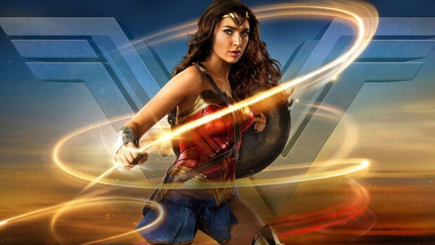 Gal Gadot Wonder Woman wields her lasso and shield with determination, HD Desktop Wallpaper