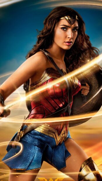 Gal Gadot Wonder Woman wallpapers feature her in dynamic battle pose with lasso, HD Phone Wallpaper