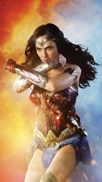 Gal Gadot as Wonder Woman with crossed arms ready for battle, HD Mobile Wallpaper