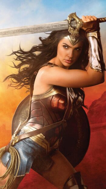 Gal Gadot Wonder Woman Wallpapers showing a determined warrior in armor ready for battle, HD Mobile Wallpaper