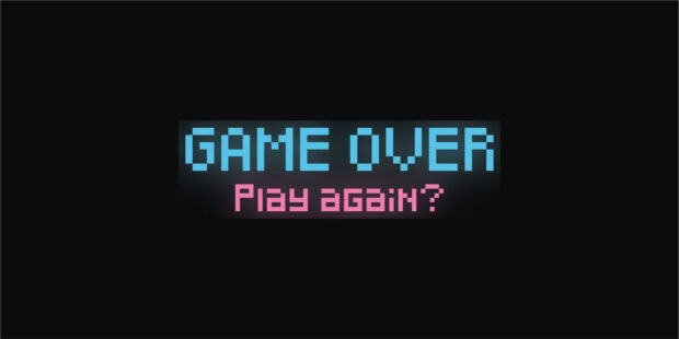 The game over text with play again message appears on the screen, 2K Desktop Wallpaper