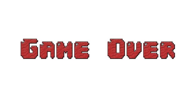 Red Game Over text in a pixel style on a white background, 4K Desktop Wallpaper