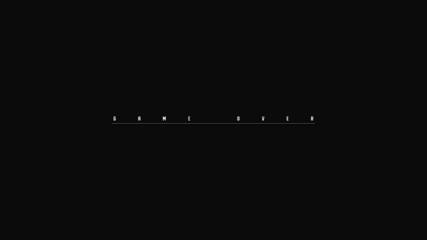 The image shows the phrase game over in white letters on a black background, HD Desktop Wallpaper