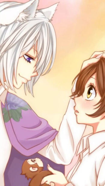 The Kamisama Wallpapers characters share a gentle moment at sunset, HD Phone Wallpaper