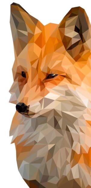 A geometric fox face created with sharp facets shapes, 2K Mobile Wallpaper