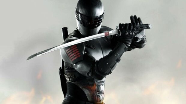 A Gi Joe character holds a sword ready for battle in a smoky setting, HD Desktop Wallpaper
