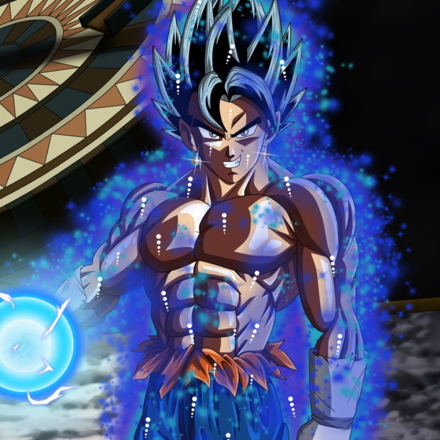 Goku is surrounded by a blue aura and energy ball in Dragon Ball Super Super Hero, HD Mobile Wallpaper