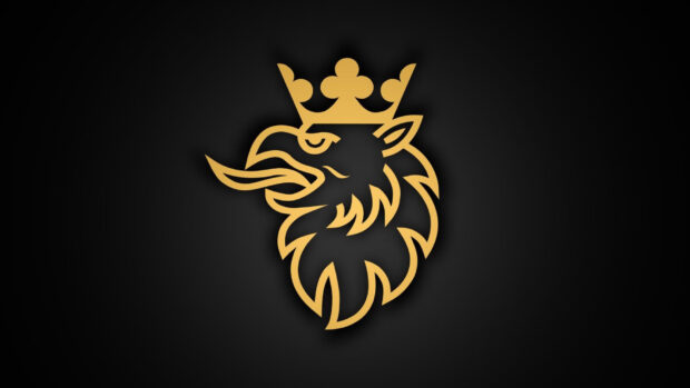 The golden Scania emblem showcases a stylized griffin head with a crown on a dark background, HD Desktop Wallpaper