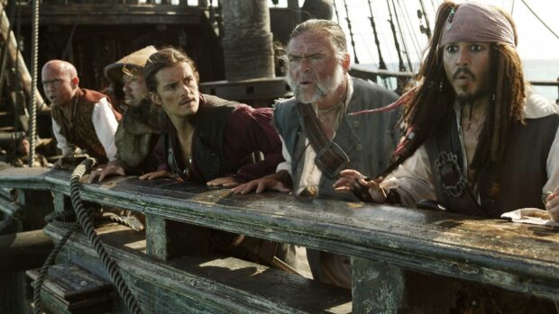 The Gore Verbinski characters react intensely on the ship deck, HD Desktop Wallpaper