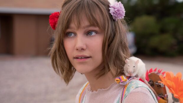 A girl with flowers in her hair and a pet rat on her shoulder captures the essence of Grace Vanderwaal Wallpapers, 2K Desktop Wallpaper