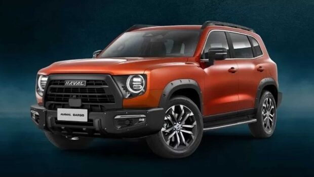 A red Great Wall Motors SUV is shown against a dark background, HD Desktop Wallpaper