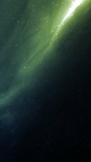 A bright green nebula shines vividly in deep space with scattered stars, 4K Phone Wallpaper